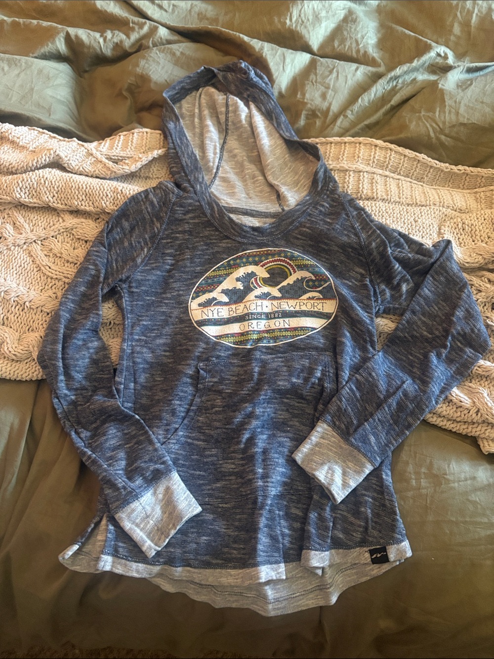 Nye Beach Newport Oregon Kids Blue Hooded Pullover